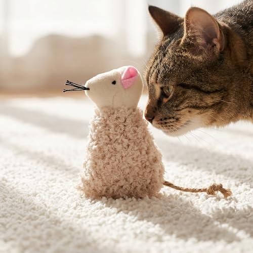 Jouets herbe à chat rechargeables Veemoon : lot de 3 souris réalistes pour chatons