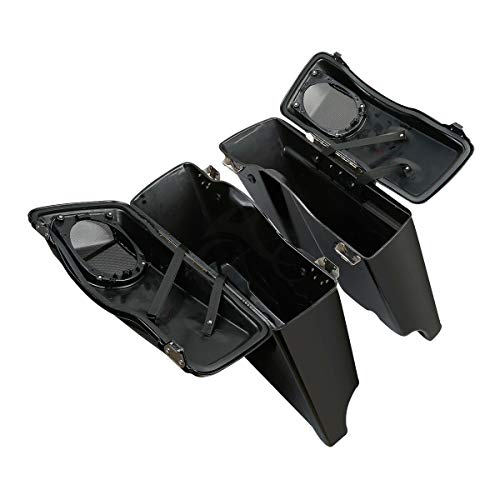 SLMOTO Alforjas para Motocicleta estiradas con altavoces 5x7 pulgadas para Harley Touring Road Glide Electra Glide Ultra Classic 1993-2013 Negro miniatura 6