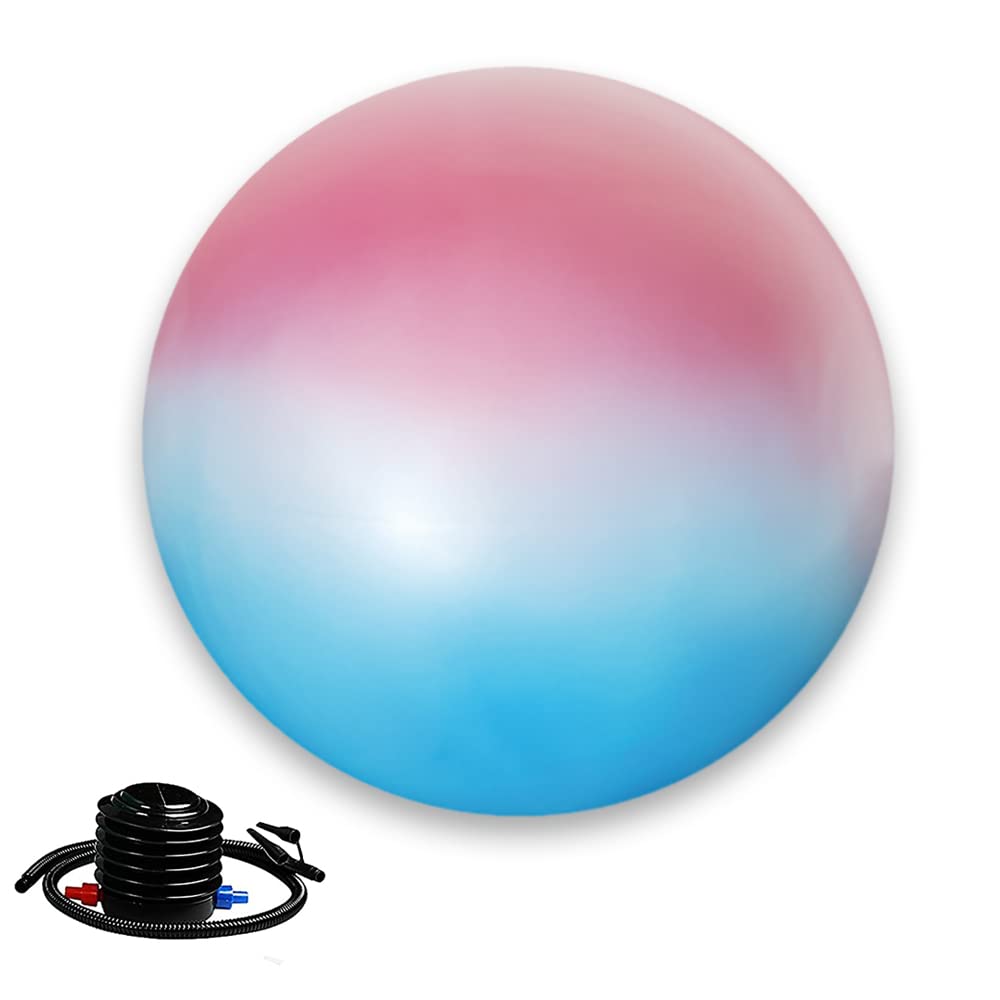 Yoga Ball Chair with 65cm Exercise Ball, Stability Base for Home Office, Yoga, Pilates & Fitness, Balance Ball for Posture, Core Strength & Low Impact Workouts (Blue Pink)