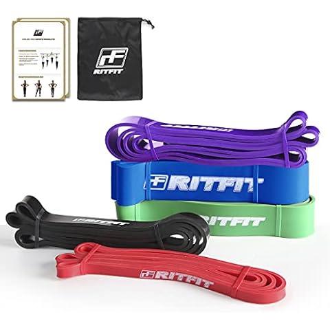 RitFit Pull Up Assist Band - Ideal for Pull-up Assistance, Resistance Exercise, Mobility, Powerlifting - 41-Inch Extra Durable - (#5 ALL FIVE LEVELS OF RESISTANCE COMBO PACK) Cover