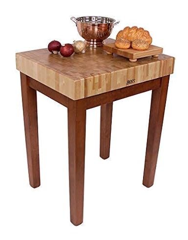 John Boos 30L x24D Chef's Block - 4 End-Grain Maple Butcher Block, 36 Tall, Gray Stained Base