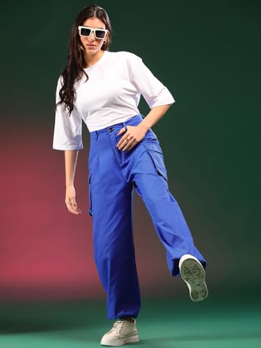 Image of KOTTY Women's High Rise Relaxed || Straight || Joggers Fit Cargo's for Pants || Trousers