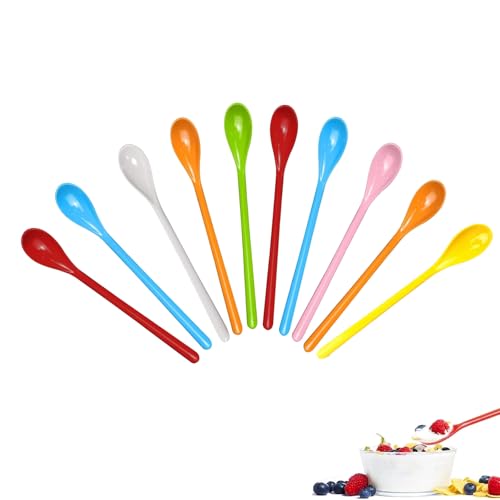 10 cucharas de café, cucharas largas de plástico, cucharas de huevo reutilizables de plástico, cuchara de helado larga, cuchara de yogur, cuchara de mermelada, cuchara de cóctel, cucharilla larga