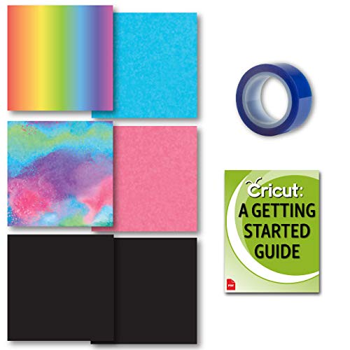 Cricut Transfer Sheet Patterned Infusible Ink, Watercolor Splash, Rainbow and Black Bundle