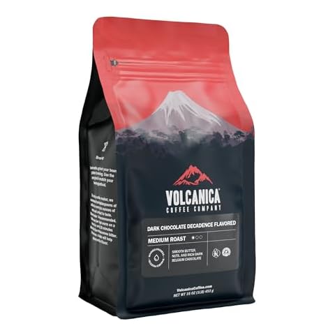 Volcanica Coffee, Dark Chocolate Decadence Flavored Coffee, Ground, Fresh Roasted, 16-ounce Cover