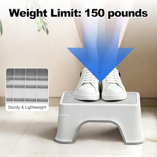 Image of 5 Inch Height Step Stool, 11.8 inch L x 7.5 inch W Toddler Step Stool | One Step Stools for Kids, Small Child Foot Stool for Bed, Bathroom, Toilet, Potty Training - Gray 11.8 inch L x 7.5 inch W x 5''H