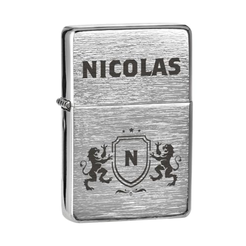 Mechero de tormenta cepillado con grabado – Regalos para hombre, papá y amigo – Mechero de metal con nombre – Regalo de dinero para cumpleaños, día del padre y aniversario – Senderismo y camping
