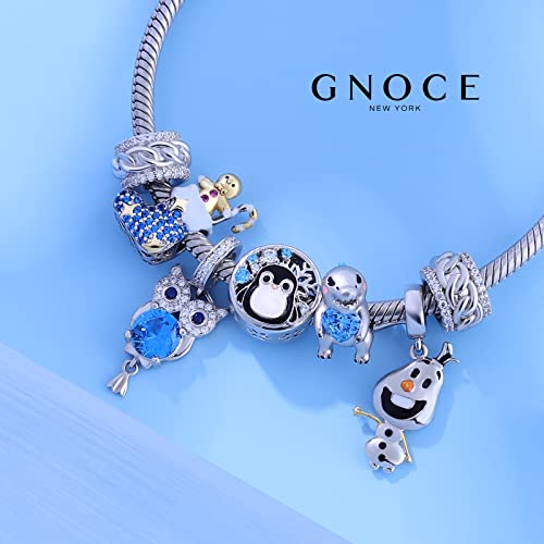Image of GNOCE Embraces Heart Gemstone Bead Charms 925 Sterling Silver Wolf Fox Bear Husky Hedgehog Astronaut Chihuahua Dinosaur Rabbit Koala Axolotl Angel Tiger Dog Unicorn Cat Jewelry Gift for Women