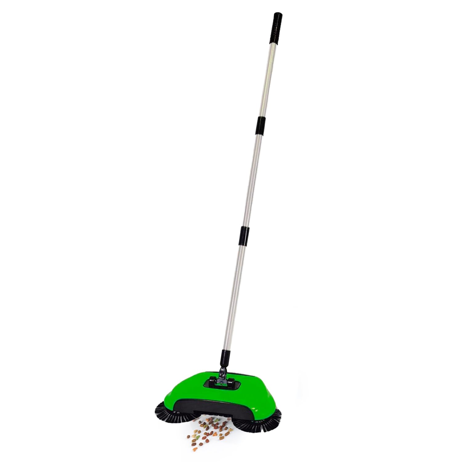Avilia Scopa Rotante Manuale Multisuperficie - con Serbatoio Polvere, in Ferro e Plastica, Verde e Nero, Senza Elettricità, 38x21x110cm