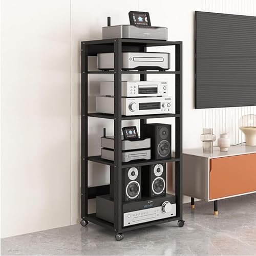 Support multimédia AV à niveaux pour système rack stéréo et meuble TV d'angle