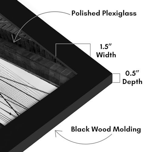 Americanflat 18x26 Poster Frame with Polished Plexiglass - Black Picture Frame - Wide Photo Frames Made of Engineered Wood for Vertical or Horizontal Wall Display - Epic Collection - Black