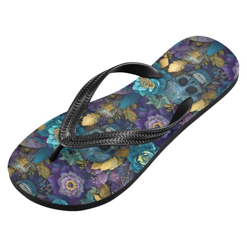 Flip Flop Sandals Luxury Skull Floral Print for Women Men Beach Outdoor XS2