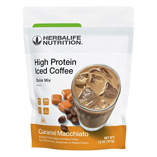 Image of HERBALIFE NUTRITION High Protein Iced Coffee Drink Mix: (Caramel Macchiato 12 oz 347g) Energy and Protein, Made From Real Coffee, Low fat c
