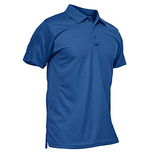 KEFITEVD Polo Shirts   Camiseta de golf de manga corta para hombre, de secado rápido, para deportes al aire libre, con soporte para gafas, tira de botones, ligera, para verano, Königsblau, XXL