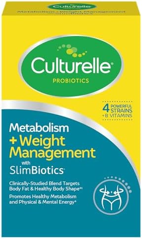 Culturelle Metabolism + Weight Management with SlimBiotics® Probiotic Capsules – 30 Count – Helps Safely Manage Weight – Promotes Healthy Metabolism and Physical & Mental Energy