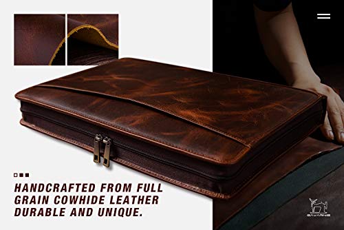 Gavarnie Personalized Leather Portfolio Padfolio For Men, Engraved Gifts For Father's Day For Husband From Wife, Customized Leather Gifts Present For Son/Dad, For Birthday, Oil Wax #TOP4