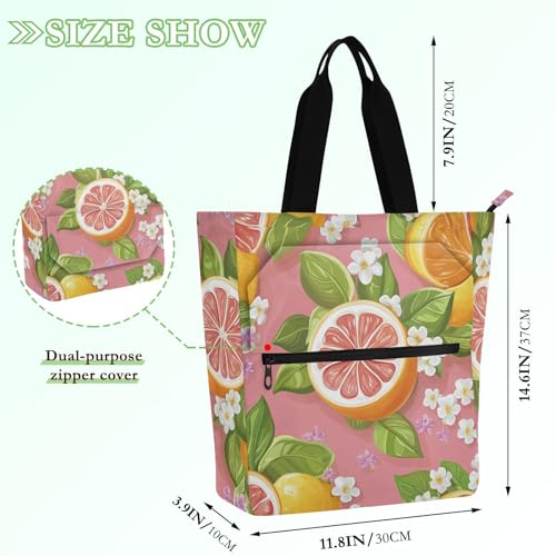 Bolsa de hombro con flores de limón rosa y cierre de cremallera 4