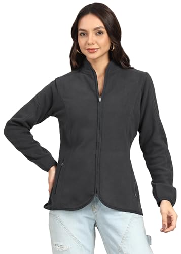 Image of Alan Jones Clothing Women's Standing Collar Zipper Fleece Standard Length Jacket