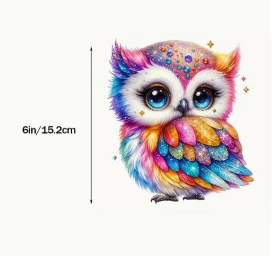 Rainbow Gemstone Owl Bird Feather PVC Vinyl Car Decals Stickers Waterproof Self-Adhesive Decals for Cars, Laptops, Trucks, Motorcycles Wall Window Luggage Scratch Cover Door Decor Sticker - Image 2