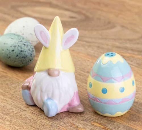 The Bridge Collection EASTER GNOME & EGG S&P SHAKERS 4.5 Inch Pastel Bunny Gnome And Egg Salt And Pepper Shaker Holder Set thumb #2