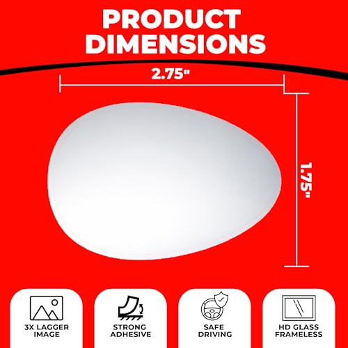 Image of Blind Side Mirrors for the Car - Convex Semi Oval HD Glass, 2-Pack