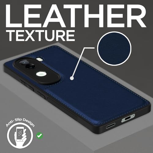 Image of Pikkme Back Cover| Flexible Pu Leather | Full Camera Protection | Raised Edges | Super Soft-Touch | Bumper Case for Vivo V40e / iQOO Z9s 5G (Blue)