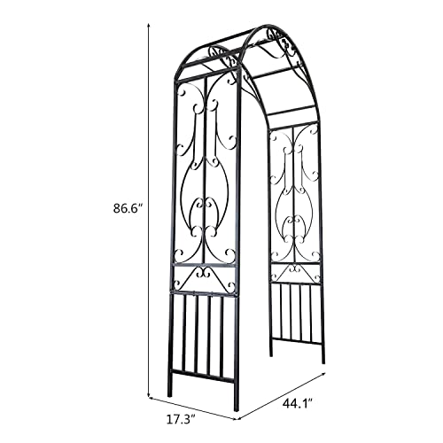 Garden Arches And Arbors Outdoor Black Metal Arbor For Climbing Plants Vines Roses Wedding Archway #TOP6