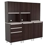 Inval AMBROSSIA 3-Piece Breakroom Storage System Espresso and Amber Grey