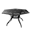 Oakland Living 1822 HEX 63 MESH TABLE LAZY LBK Black Modern Outdoor Mesh Aluminum 63 in Large Hexagon Patio Dining Table with Lazy Susan