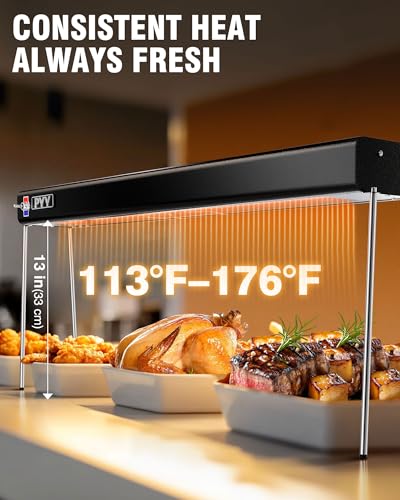 PYY 36 Inch Food Heat Lamp - Aluminum Infrared Strip Heater Overhead Food Warmer Light Electric Commercial Grade for Restaurant Buffet Catering Kitchen 750W