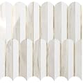 Vamos Tile Peel and Stick Backsplash Seamless Tile for Kitchen and Bathroom,White and Glossy Wooden Marble PVC Mixed Light Gold Self Adhesive Fish Scale Metal Mosaic Tiles (10 Sheets)
