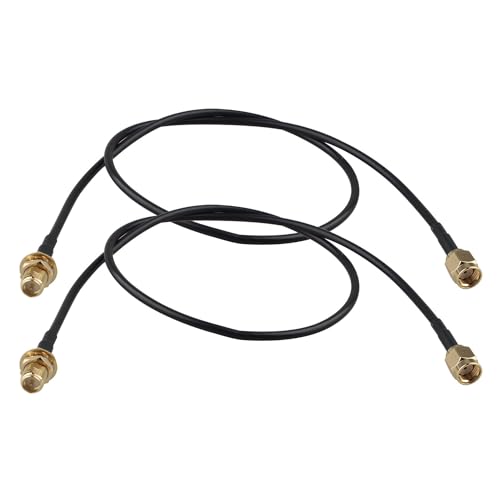 Futheda 2PCS RP-SMA Male to RP-SMA Female WiFi Antenna Extension Cable Bulkhead Mount RG174 Coaxial Cable 50cm/19.7 inch for WiFi Router Gateway FPV Antenna Wireless Lan PCI Card IP Security Camera
