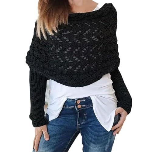 Sweater Scarf with Sleeves for Women Double Sleeve Wool Scarf Knitted Crochet Tops Womens Fall Outfits 2025