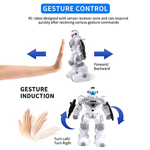 image for WQ Intelligent Gesture Robot Toy, RC Robot Rechargeable with Protectiv