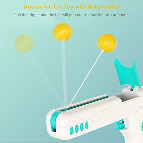 mewmewcat Brinquedo de gato interativo com bola de penas Cat Rod Chaser Brinquedos de exercício Brin