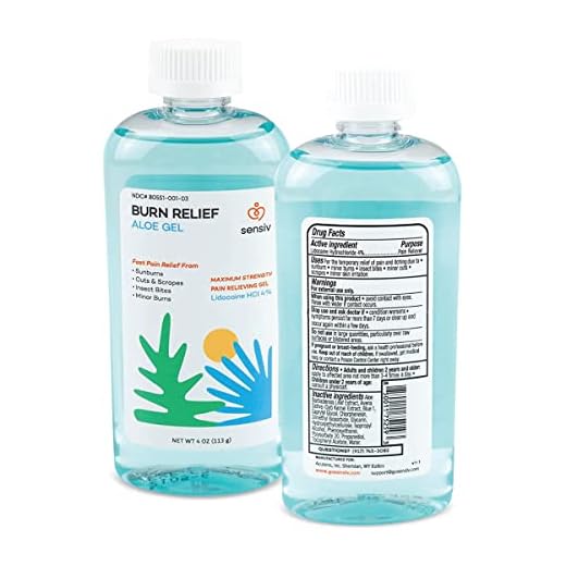 Sensiv Aloe Vera Gel for Sunburn Relief with Lidocaine Maximum Strength 4%, Solar Recovery for Cooling & Soothing