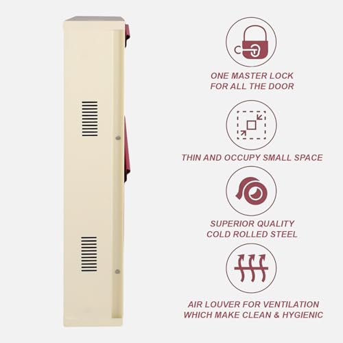 Image of Metal Shoe Rack Wall Mounted for Home with Central Locking 2 Door 20 inch Wall Mounted Metal 4 Pair Rack Cabinet Pre-Assembled Shoe Rack Shelves 3 Years Warranty (Pink & Ivory)