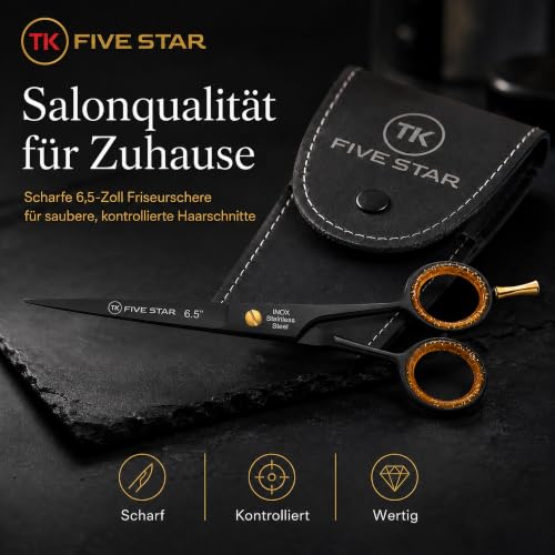 TK FIVE STAR Midnight Haarschere 6,5 Zoll, scharfe Profi Friseurschere mit Mikroverzahnung… – Ansicht 2