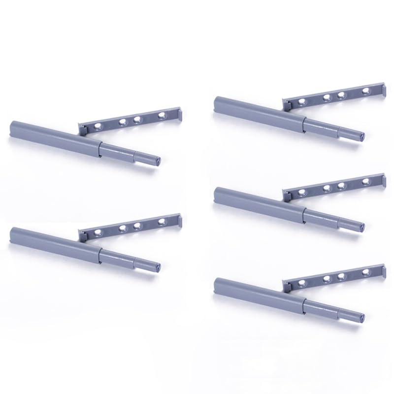 5 Ammortizzatori A Pressione Per Armadi E Cassetti – Sistema Push-to-open Con Testa In Gomma, In ABS Grigio - 3