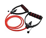 SMALAZAR Exercise Resistance Band, FE41 Adjustable Tubing Foamed Premium D-Handles in Gym Quality Professional Grade(Red, 15-20lb/1 Pack)