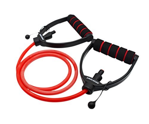 SMALAZAR Exercise Resistance Band, FE41 Adjustable Tubing Foamed Premium D-Handles in Gym Quality Professional Grade(Red, 15-20lb/1 Pack)