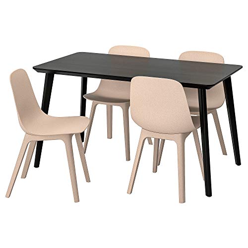 Ikea Tavolo ODGER/LISABO e 4 sedie, 140x78 cm, nero/beige