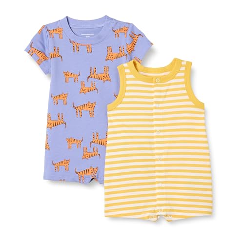 Image of Amazon Essentials unisex-baby Sleeveless and Short-Sleeve Romper Set