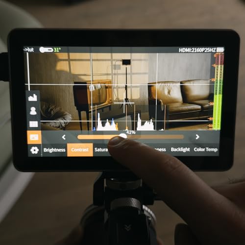Camera Field Monitor 2000nit HD 1920x1080 IPS Touch Screen with 3D LUT Touch Screen 4K HDMI Camcorder DSLR Cameras Video Monitors with Sunshade Hood/np-f550 Battery VILTROX DX-3 6inch Kit