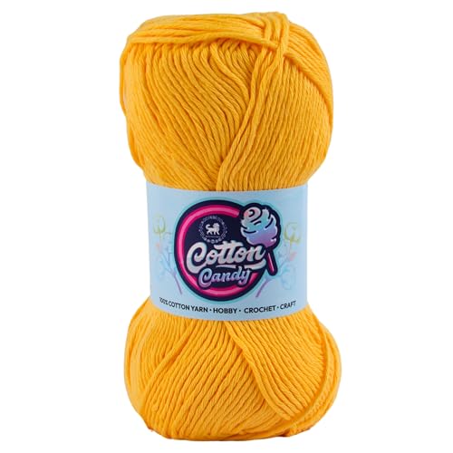 Image of NESTNHAVEN Cotton Candy 100% Cotton Yarn - (100g, 185 Meters) - Luxury Yarn for Crochet, Amigurumi, Embroidery, Toys, Garments, Flowers and Hobby, Projects. (Sunset Yellow) | (500 Gm)