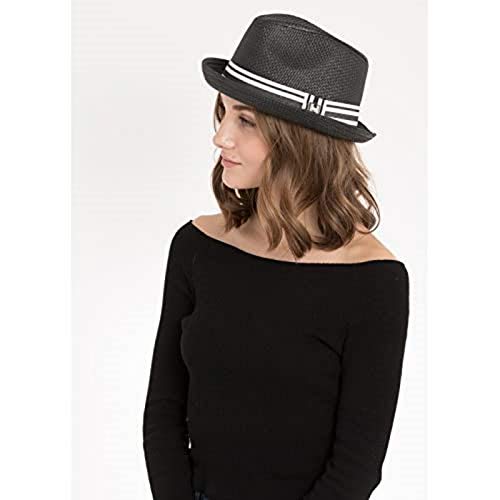 Peter Grimm Depp Natural Straw Fedora - Black (S/M) #TOP1