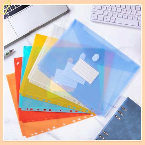 30 Stück Dokumentenmappe A4, Dokumententasche A4 Abheftbar Wasserdicht Sammelmappen Mit 11 Löchern für Dokumente Organisieren, Bürobedarf (6 Farben)