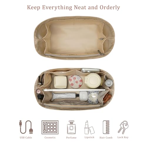 Ultra-light Purse Insert Organizer Compatible with Lv speedy 25,Carryall PM Bag and More, Water-proof Dupontpaper Handbag Storage for Luxury Bags, Keeps Tote Handbags Neat (SP25)