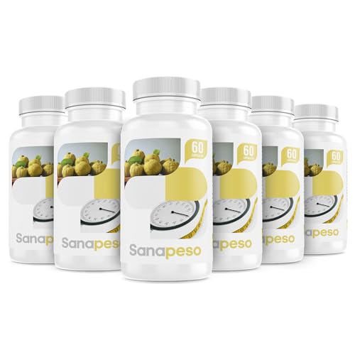 Cápsulas Naturales para el Control de Peso | Con Garcinia Cambogia, Extracto Seco de Café | Ayuda a Controlar el Apetito |Fabricado en España | Sin Gluten ni Lactosa - SANACAPS (6 Botes)