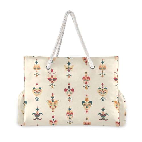 Clown Beige Simple Sturdy Outdoor Tote Bag with side pocketes Bags For Travel Perfect for Travel Pool Swim Beach Vacation Necessities2